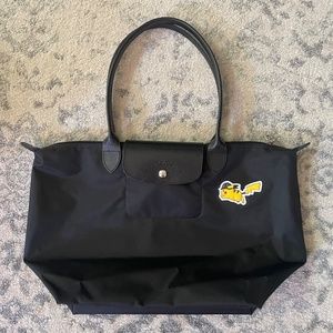 Longchamp x Pokemon Le Pliage Pikachu Shoulder Tote Bag with shopping bag